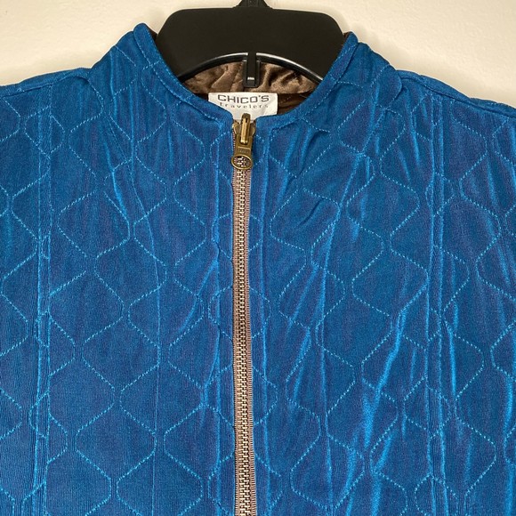 CHICO'S travelers woman's size medium M 1 quilted zip blue puffer vest - Picture 2 of 7